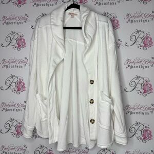 Knox rose jacket coat sweater White Button-Up Cardigan fleece soft cozy